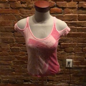 Armani Exchange Pink off the shoulder shirt
